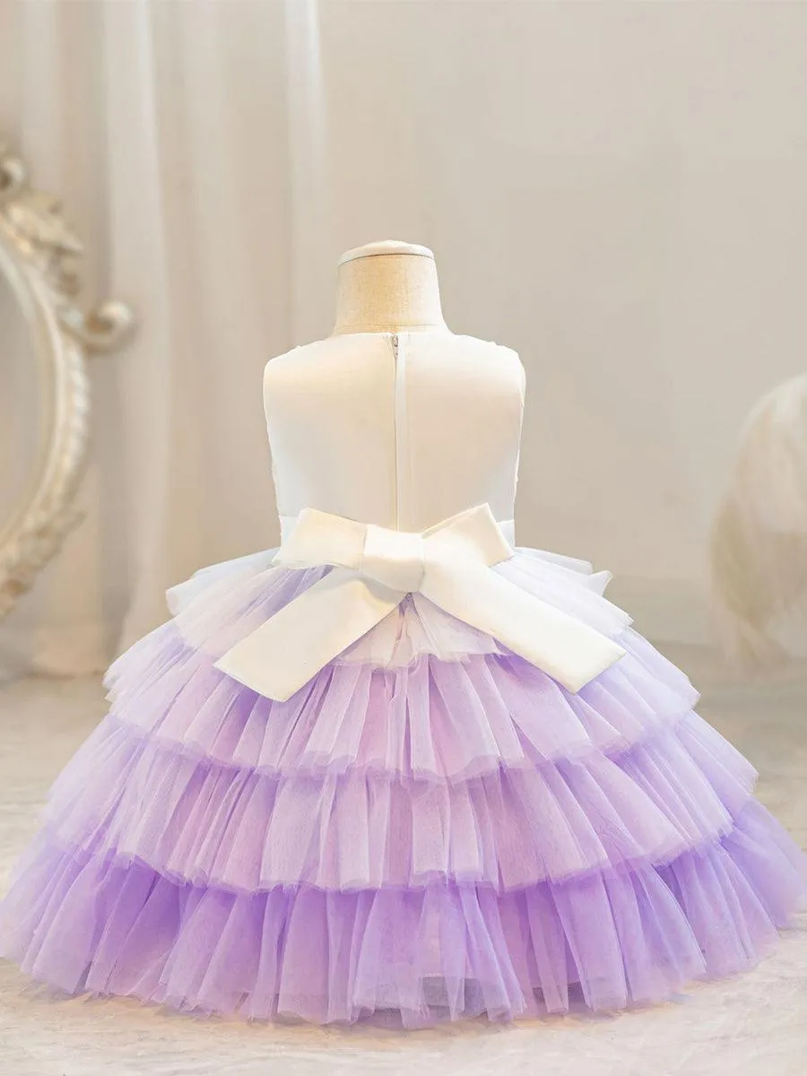 Cute Layer Mesh Sleevelss Princess Flower Girl Dress MKD1004