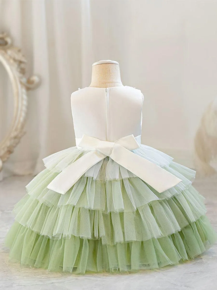 Cute Layer Mesh Sleevelss Princess Flower Girl Dress MKD1004