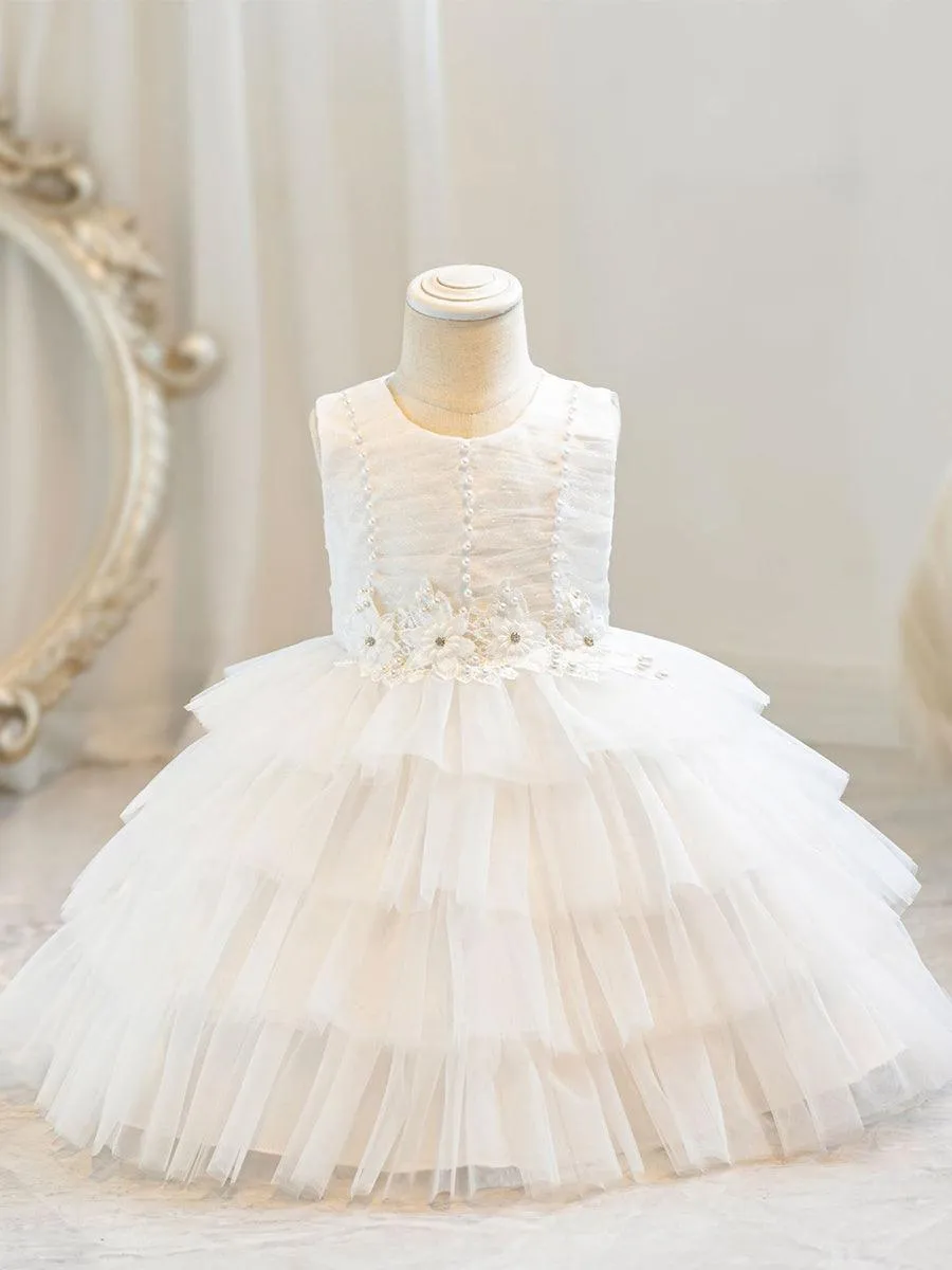 Cute Layer Mesh Sleevelss Princess Flower Girl Dress MKD1004
