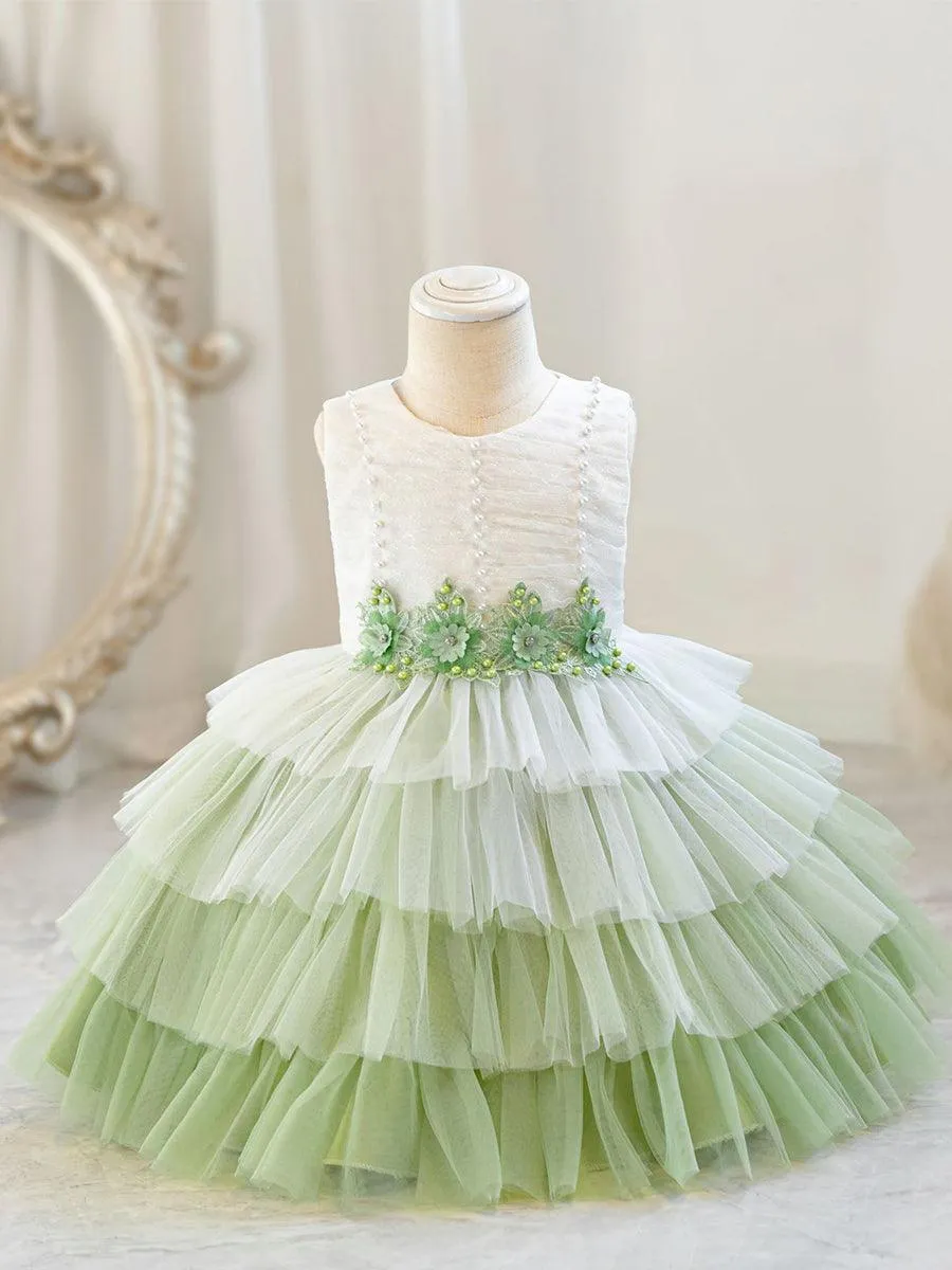 Cute Layer Mesh Sleevelss Princess Flower Girl Dress MKD1004