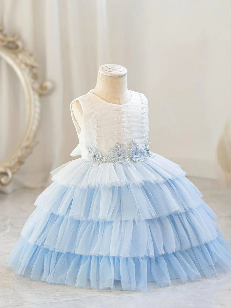 Cute Layer Mesh Sleevelss Princess Flower Girl Dress MKD1004