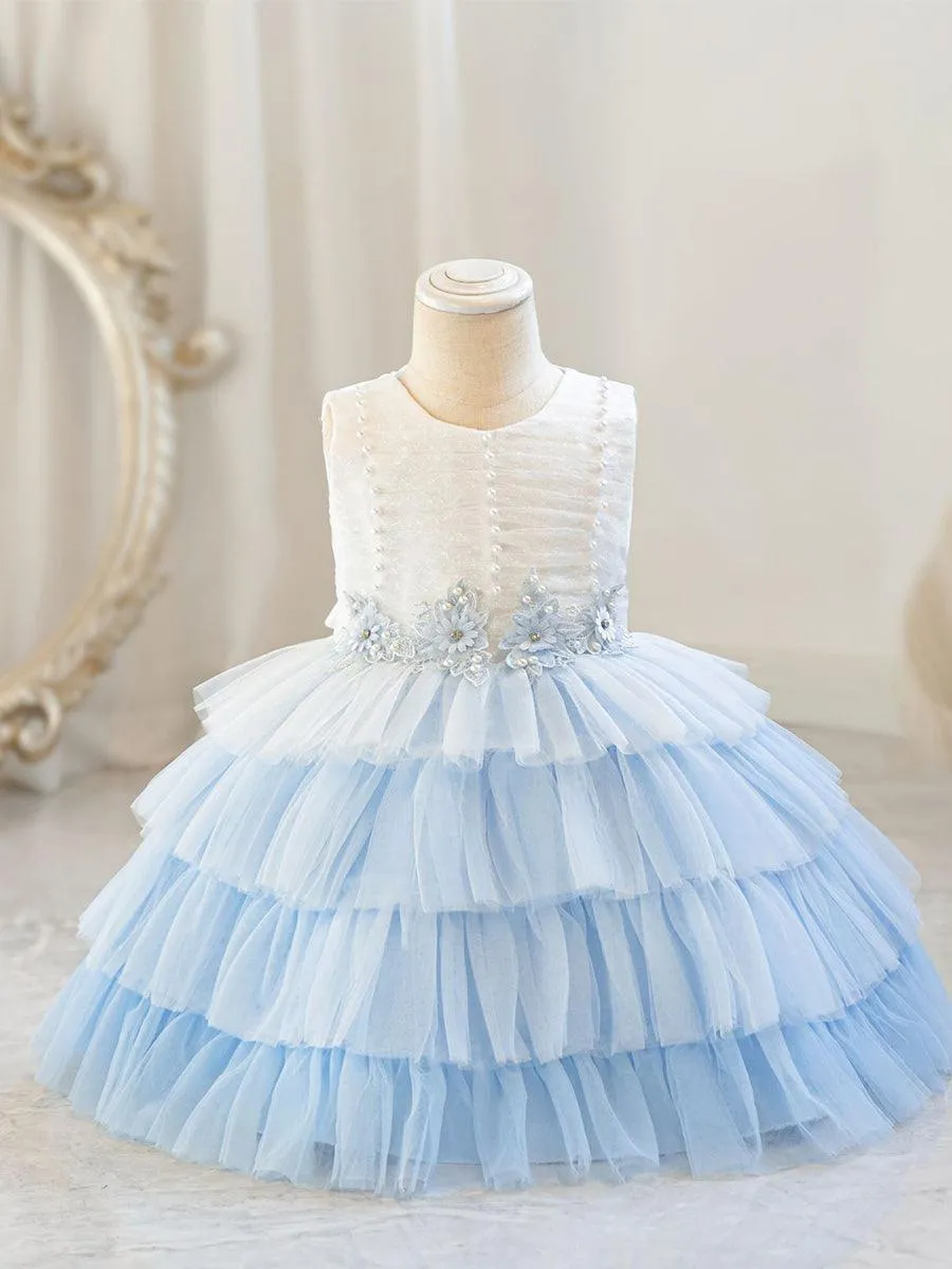 Cute Layer Mesh Sleevelss Princess Flower Girl Dress MKD1004