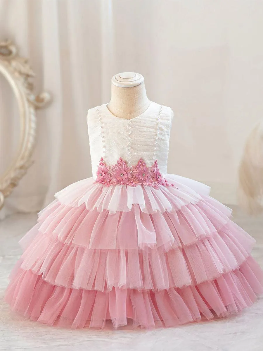 Cute Layer Mesh Sleevelss Princess Flower Girl Dress MKD1004