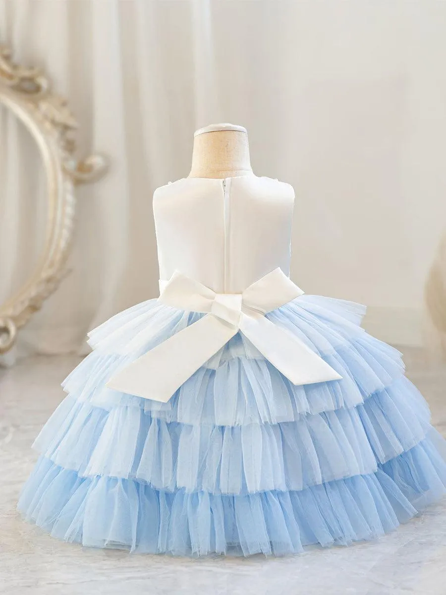 Cute Layer Mesh Sleevelss Princess Flower Girl Dress MKD1004