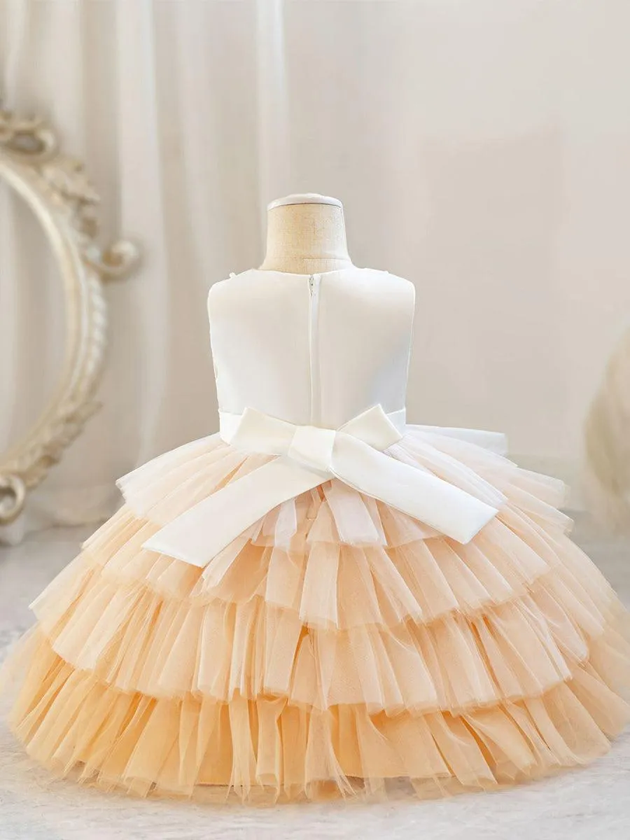 Cute Layer Mesh Sleevelss Princess Flower Girl Dress MKD1004