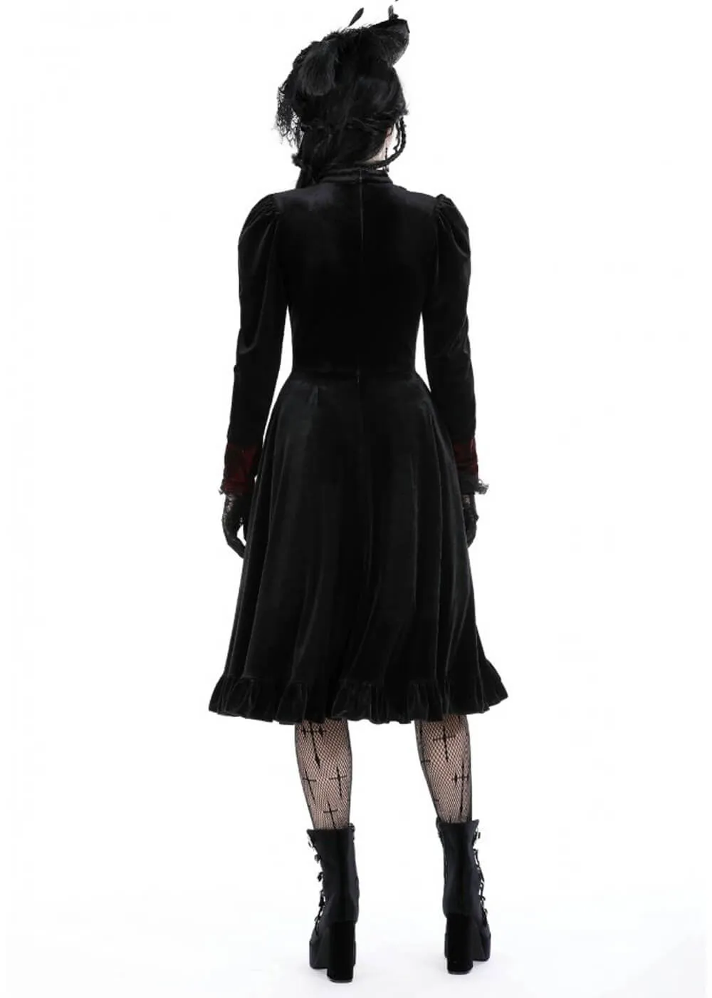 Dark In Love Vampire Scarlet Velvet Dress Black Red