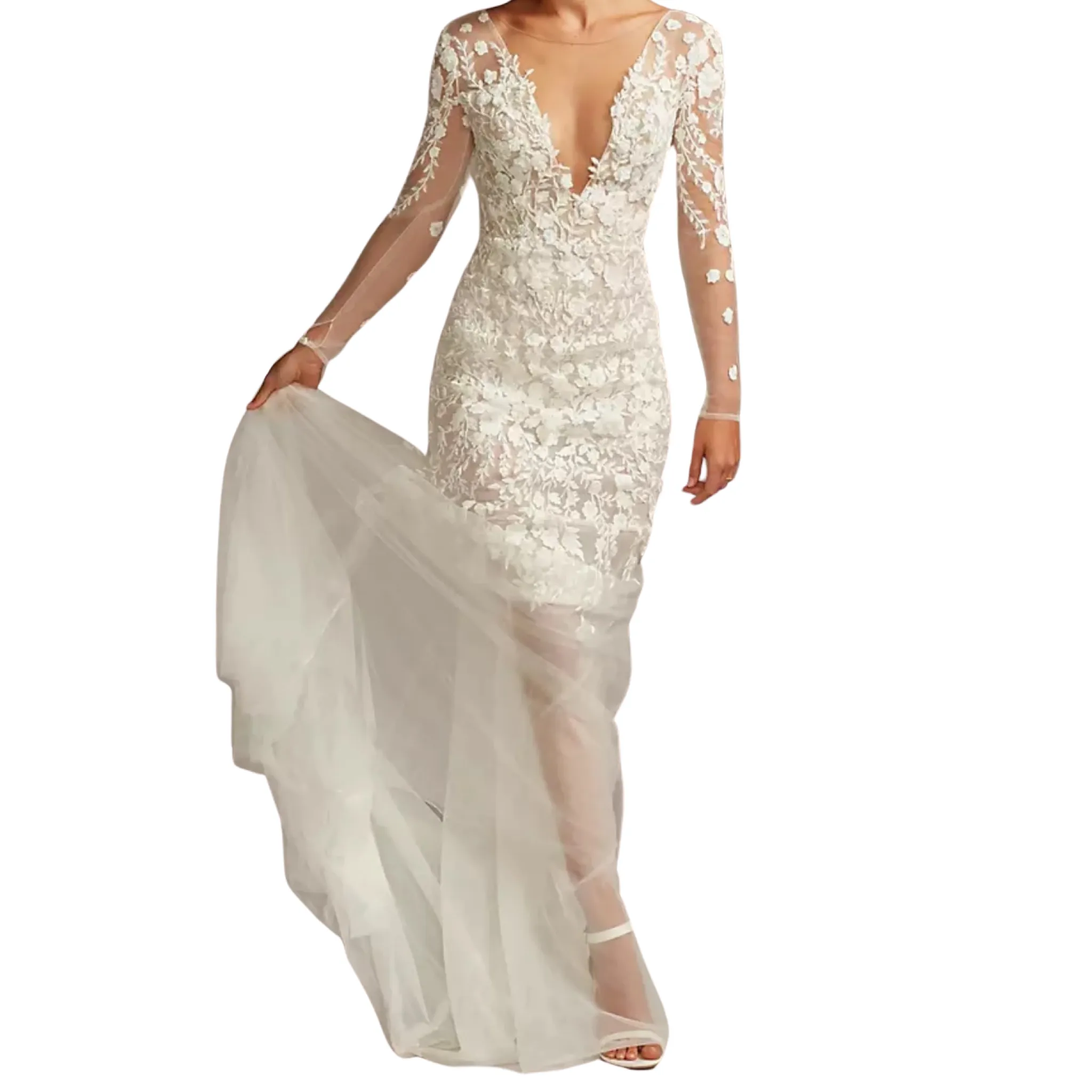 DAVIDS BRIDAL Galina Bridal Gown Style #AI26010233 Ivory Size 4