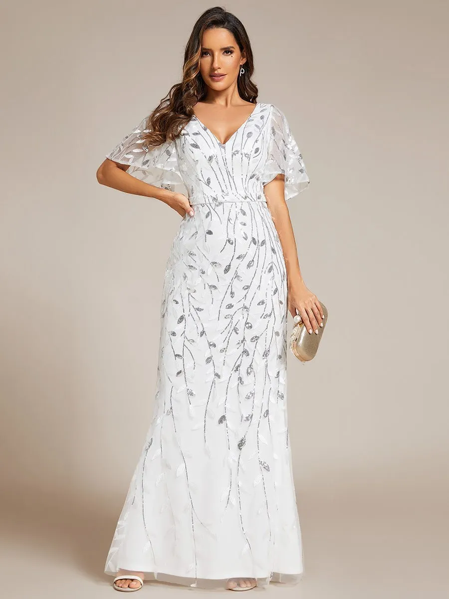 Devin silver and ivory wedding dress with sleeve Express NZ wide