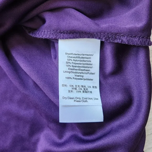 DKNY Purple Velvet Knotted Dress Womens 10 Graphic Long Sleeve Nwt