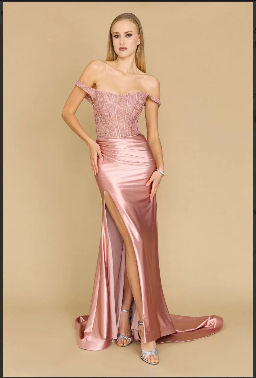 Dylan & Davids DD1340 Long Corset Mermaid Prom Formal Dress Off Shoulder