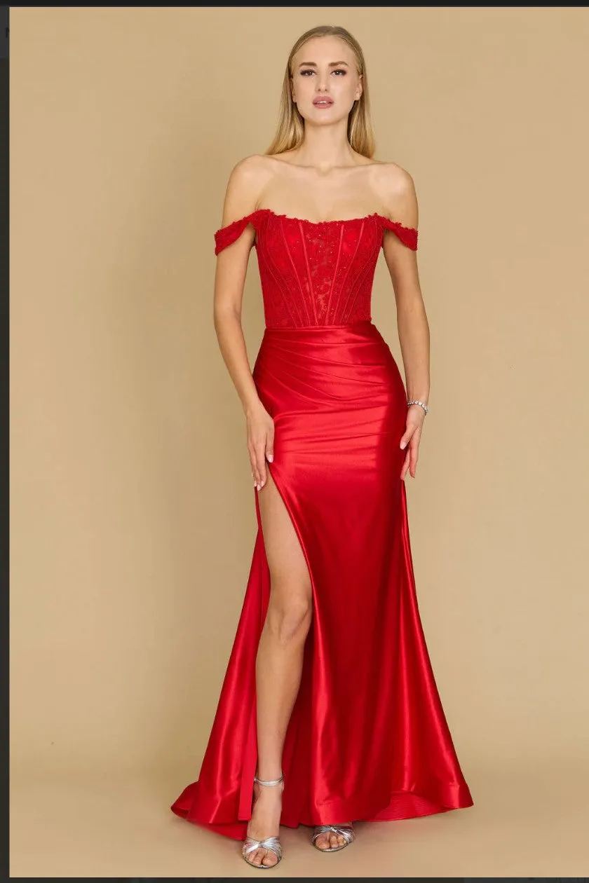 Dylan & Davids DD1340 Long Corset Mermaid Prom Formal Dress Off Shoulder