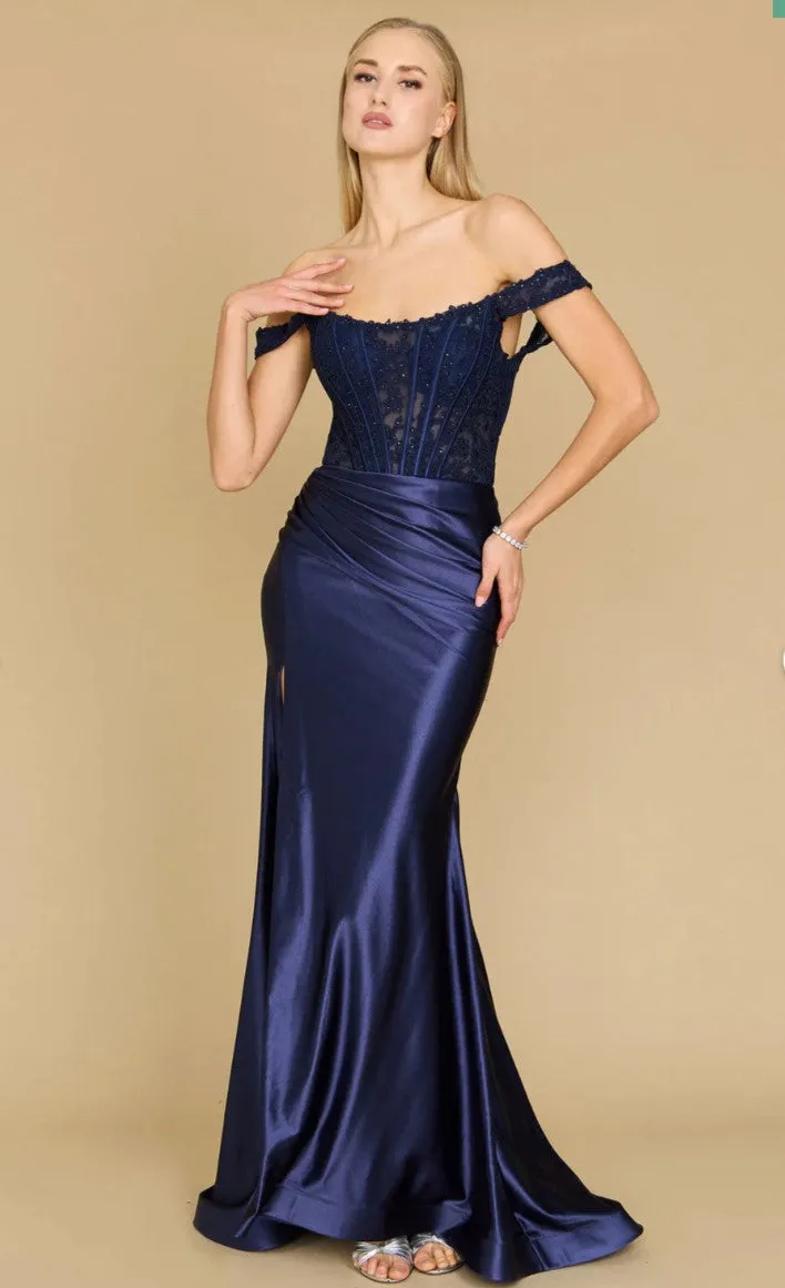 Dylan & Davids DD1340 Long Corset Mermaid Prom Formal Dress Off Shoulder