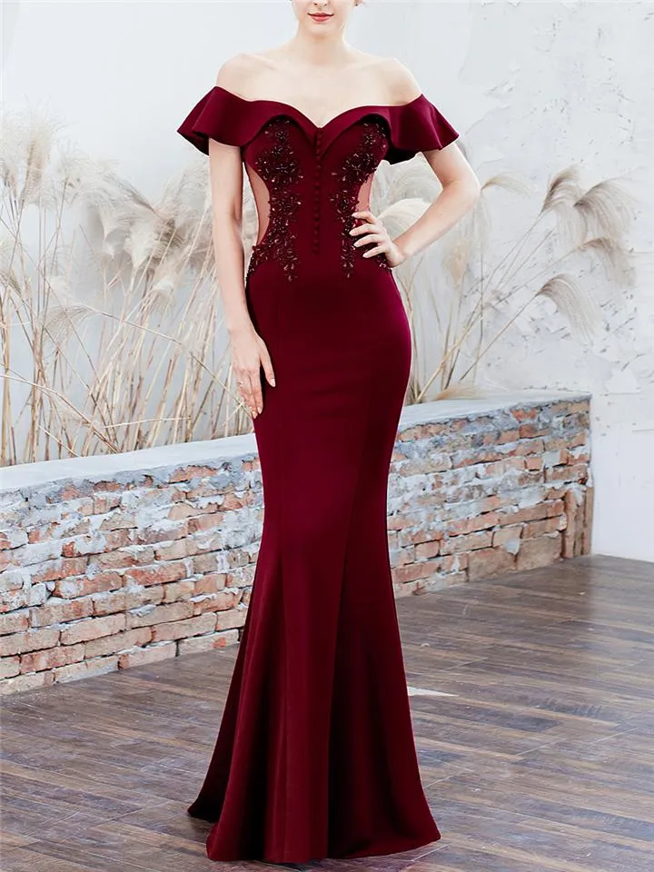 Elegant Off Shoulder Applique Sweetheart Neckline Dress for Formal Party