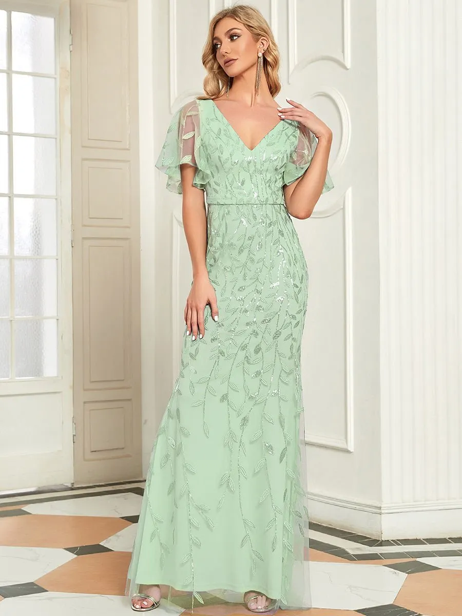 Eliza tulle sleeve black gown with gold leaf patterns Express NZ wide
