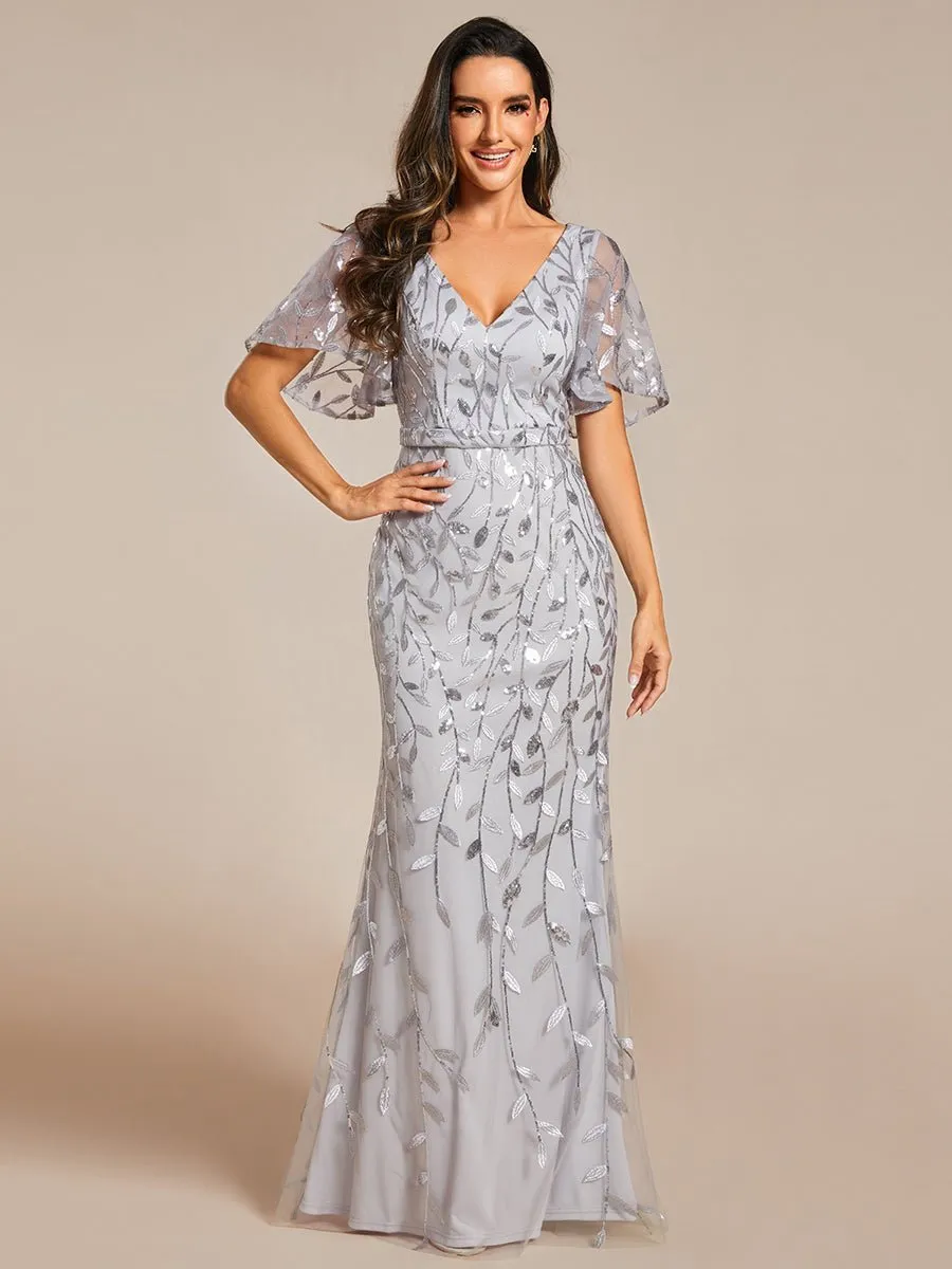 Eliza tulle sleeve black gown with gold leaf patterns Express NZ wide