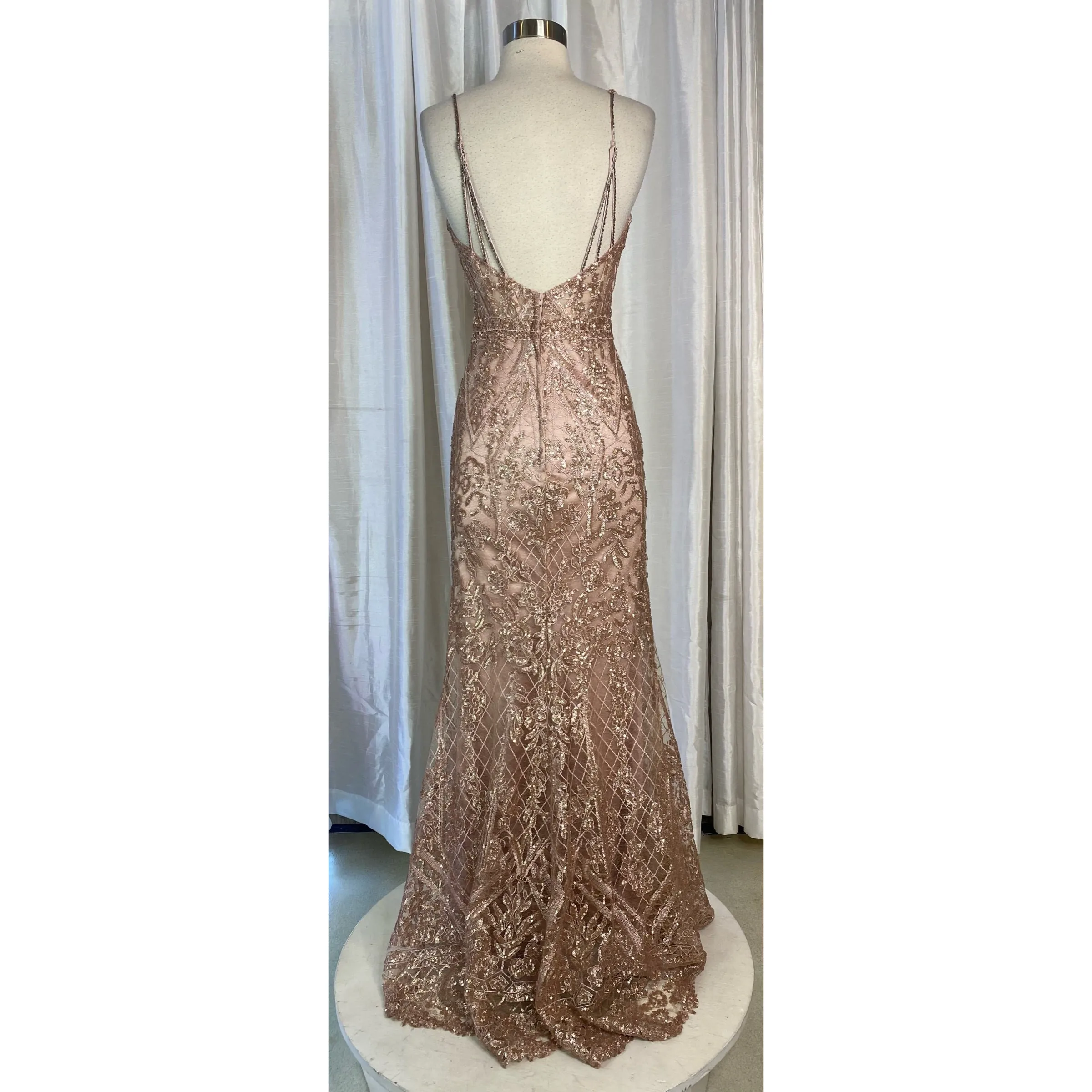 ELLIE WILDE Style EW34023 Long Gown Peach Champagne Size 0