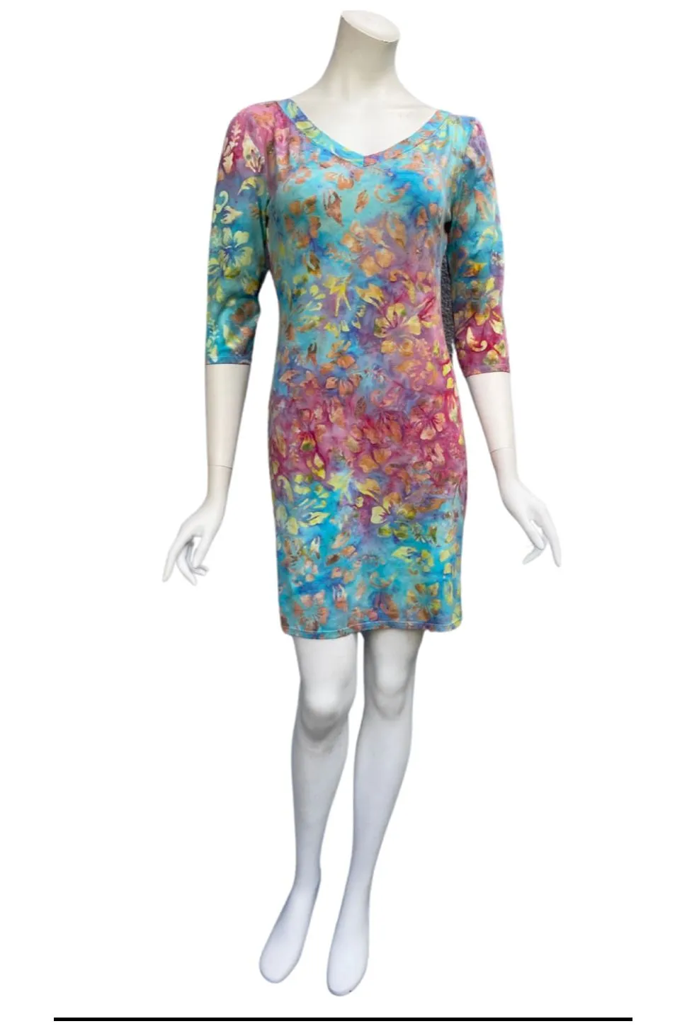 ELOISE  Above the Knee Dress Batik Print in Jersey Fabric