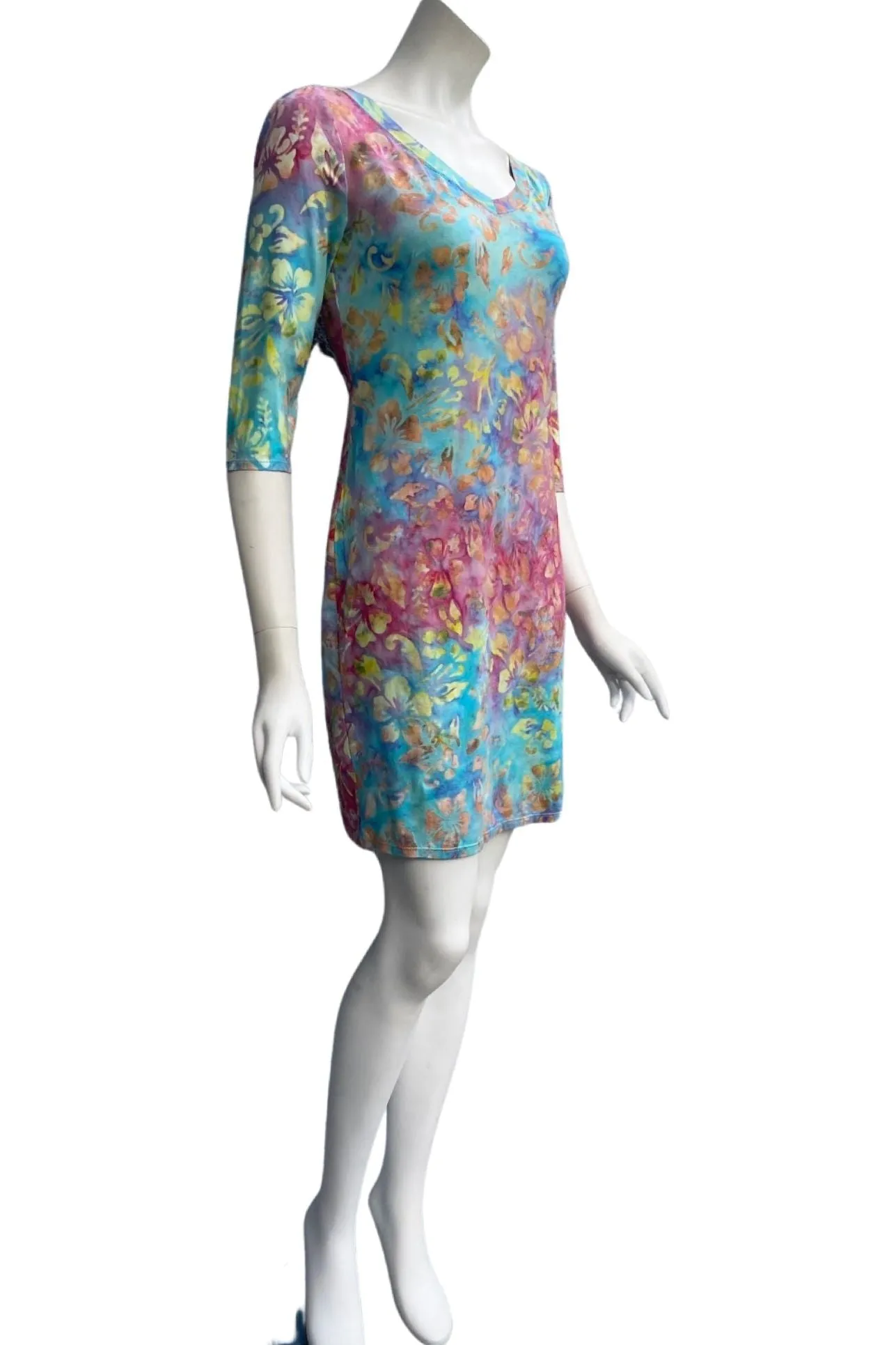ELOISE  Above the Knee Dress Batik Print in Jersey Fabric