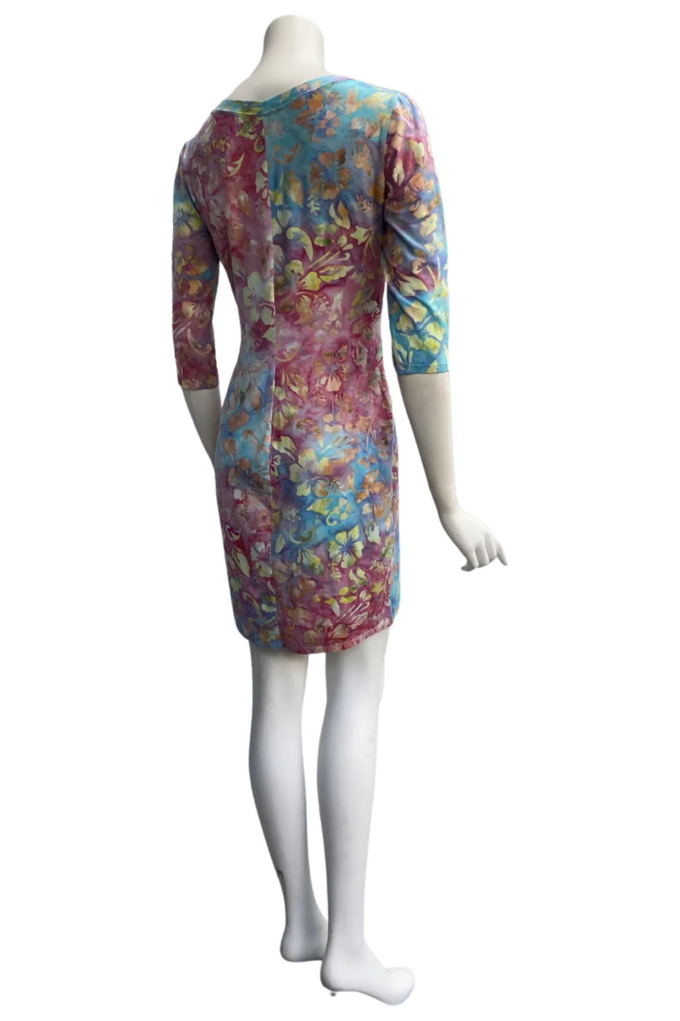 ELOISE  Above the Knee Dress Batik Print in Jersey Fabric