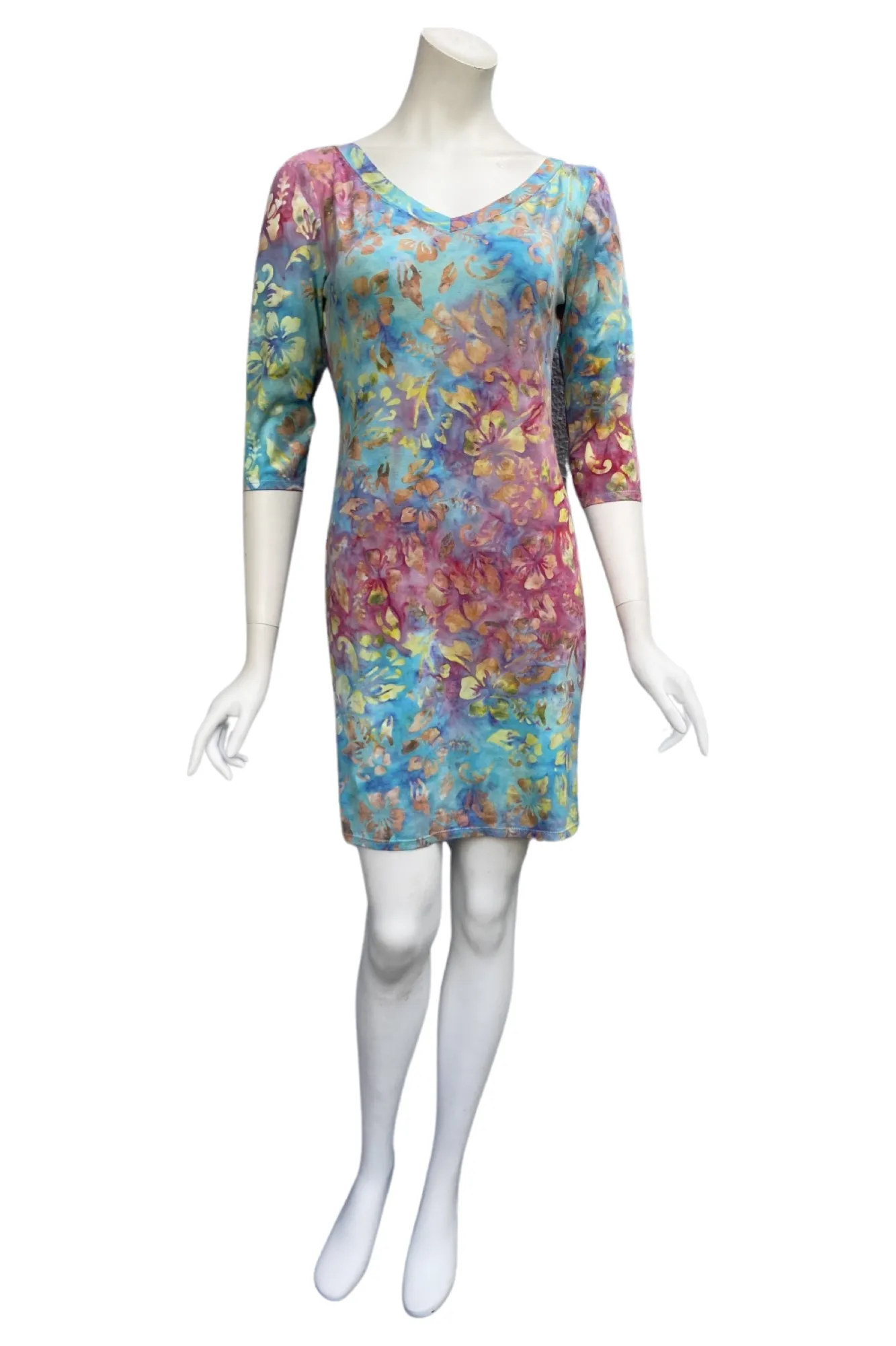 ELOISE  Above the Knee Dress Batik Print in Jersey Fabric