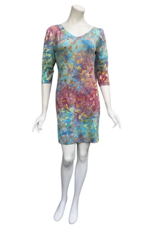 ELOISE  Above the Knee Dress Batik Print in Jersey Fabric