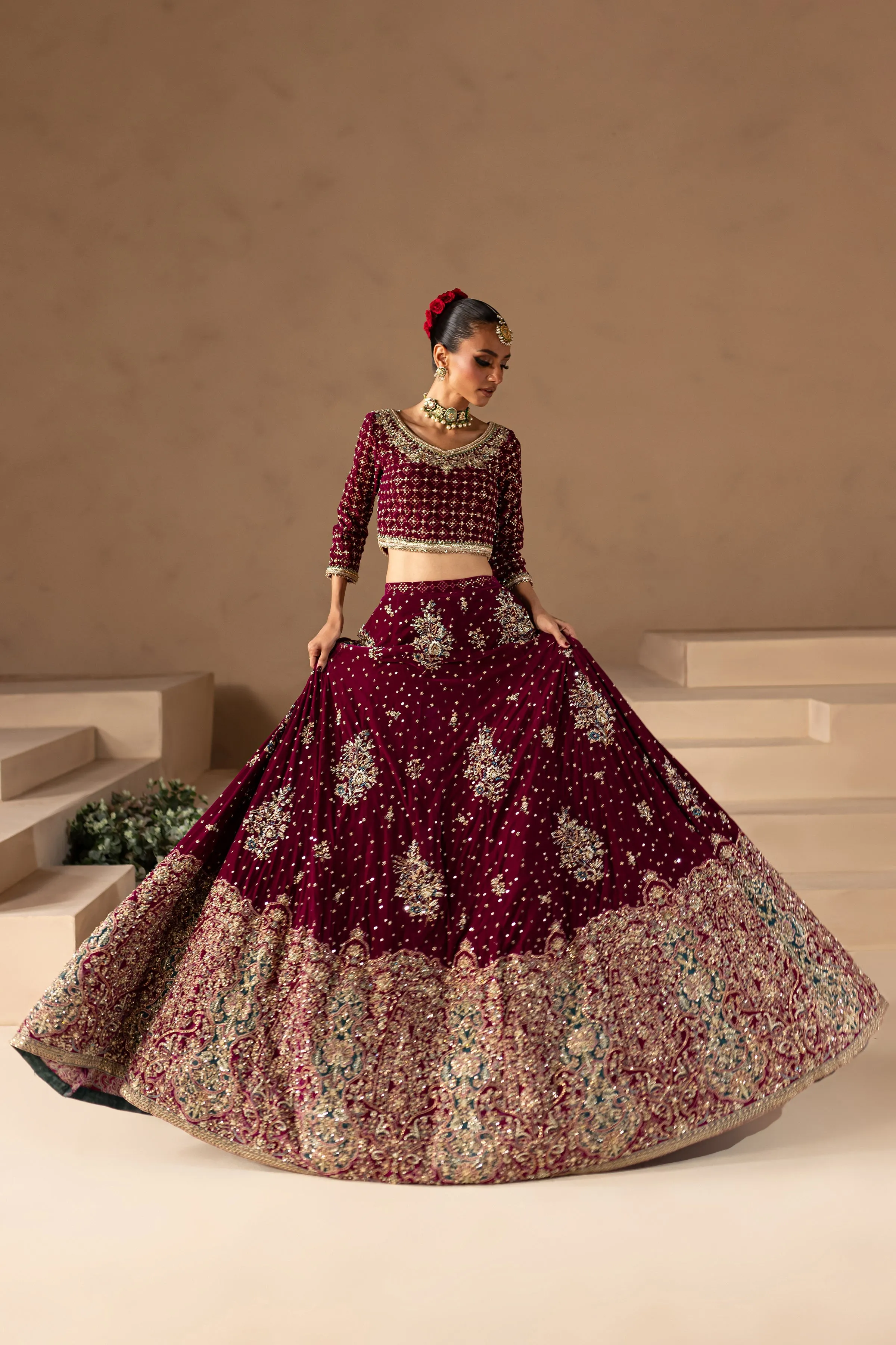 Embellished Choli Lehenga Style Pakistani Bridal Dress