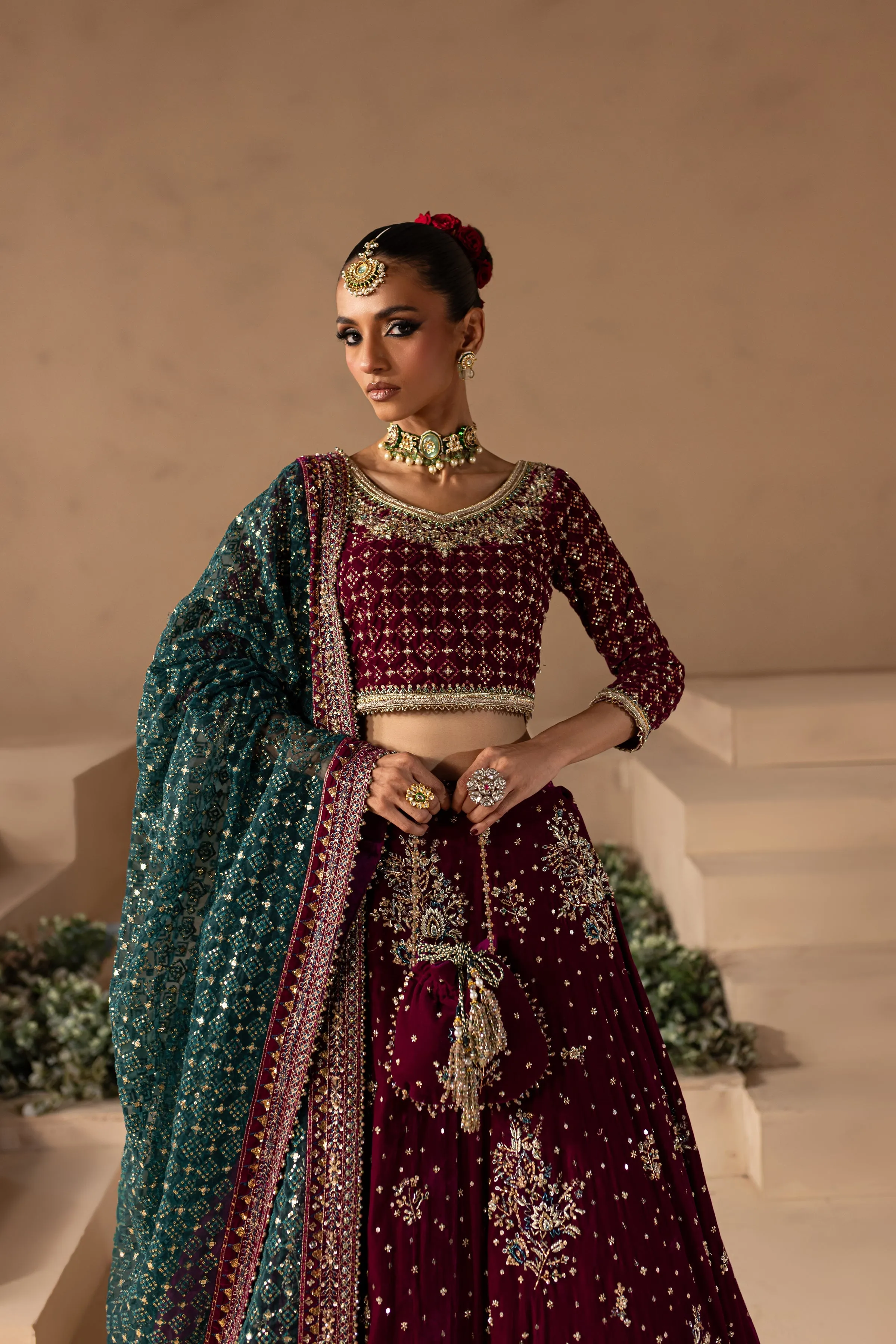 Embellished Choli Lehenga Style Pakistani Bridal Dress