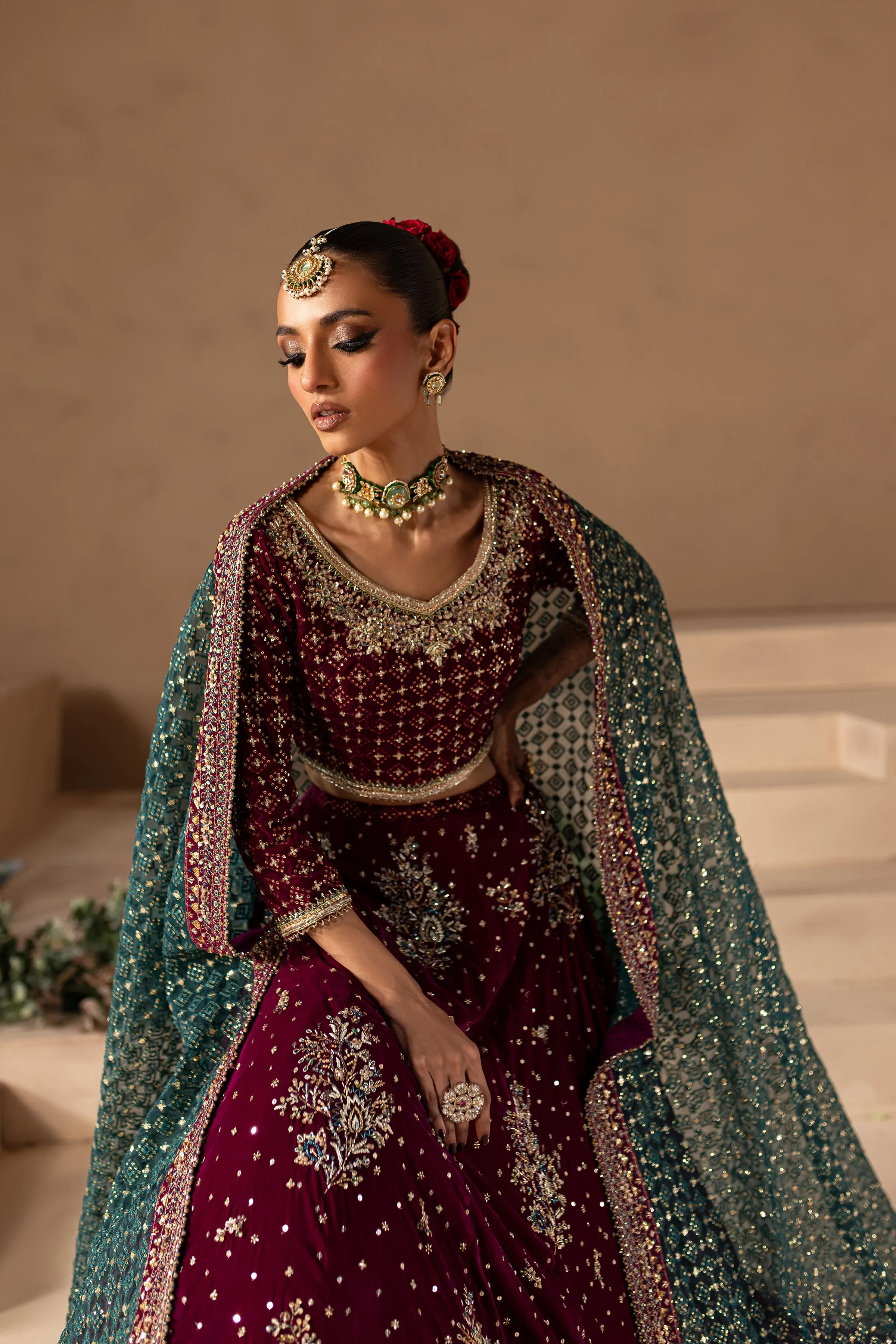 Embellished Choli Lehenga Style Pakistani Bridal Dress