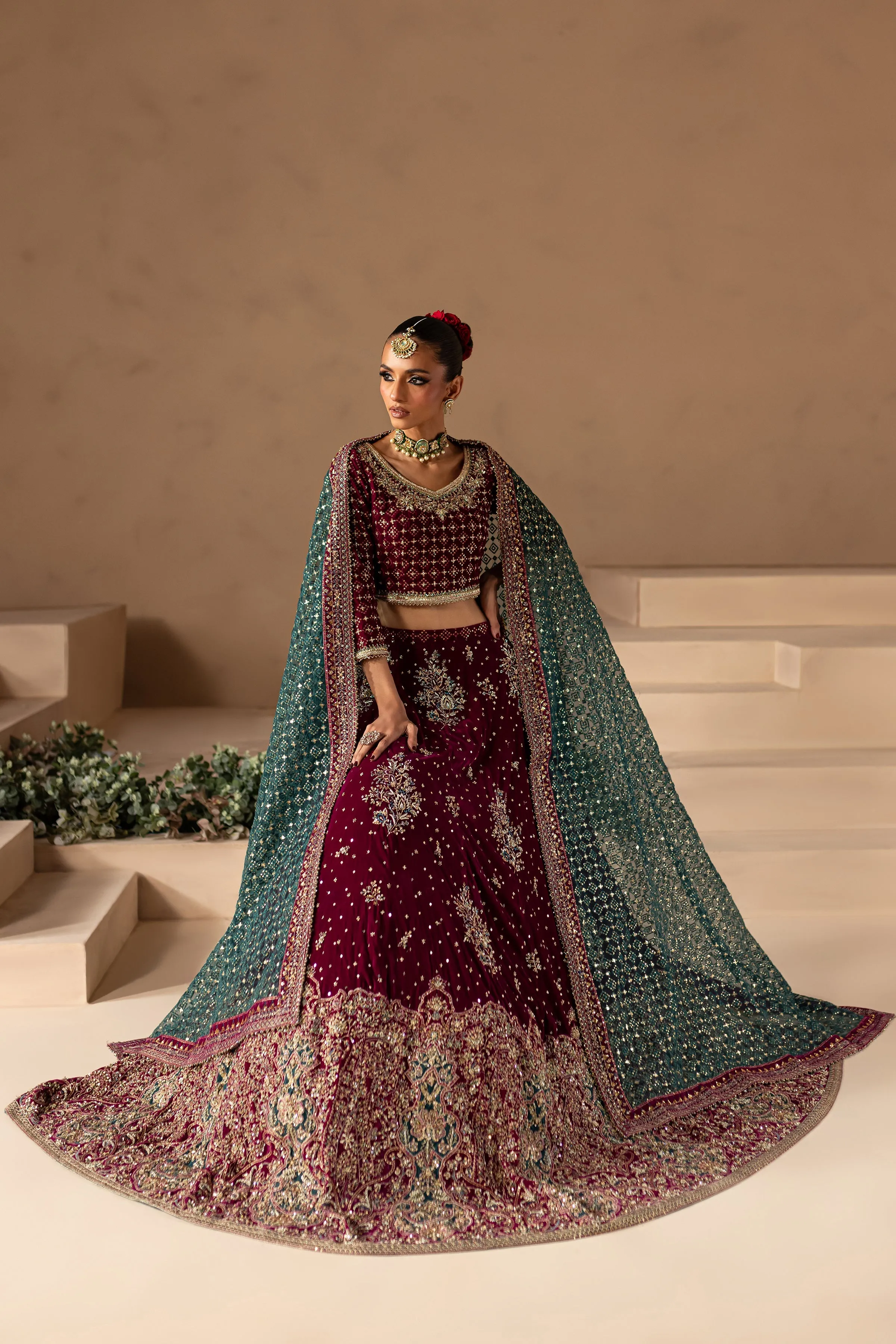 Embellished Choli Lehenga Style Pakistani Bridal Dress