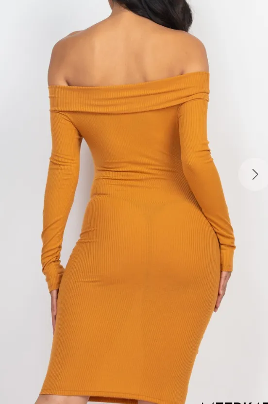 ESSENTIAL OFF-SHOULDER RIBBED | DRESS