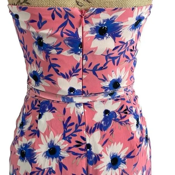 EUC! Yumi Kim Pink Blue Floral Strapless Mini Dress - Size Small