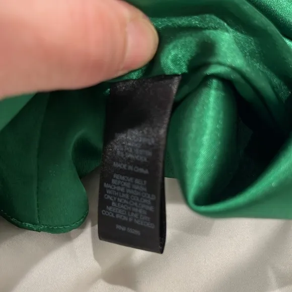 Express strapless belted royal blue and emerald green striped short dress M