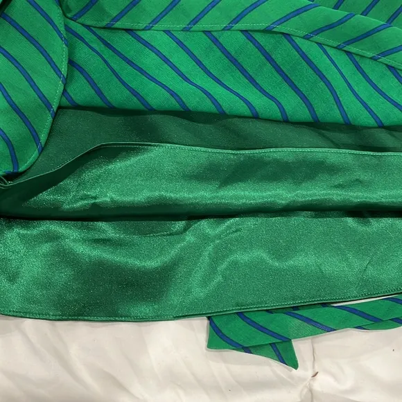 Express strapless belted royal blue and emerald green striped short dress M