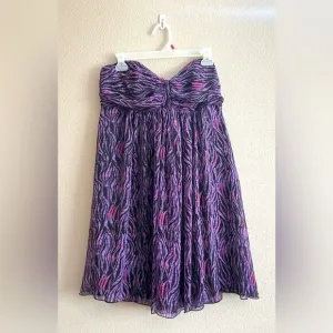 Express Vintage 100% Silk Chiffon Strapless Dress