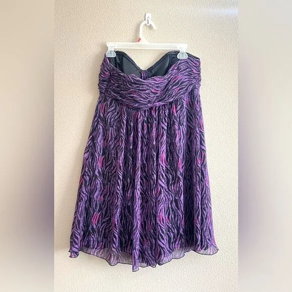 Express Vintage 100% Silk Chiffon Strapless Dress
