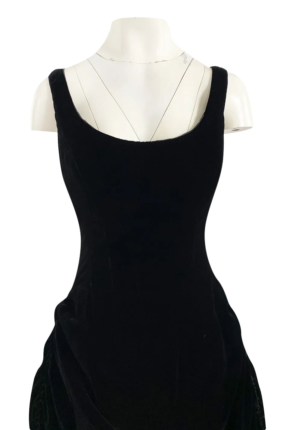 Fall 1998 Christian Lacroix Runway Black Velvet Dress W Signature Puffed Silk Taffeta Underskirt