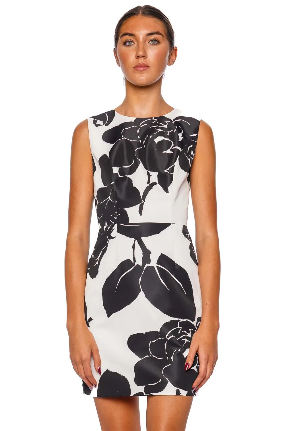 Floral Sleeveless Faille Mini Dress