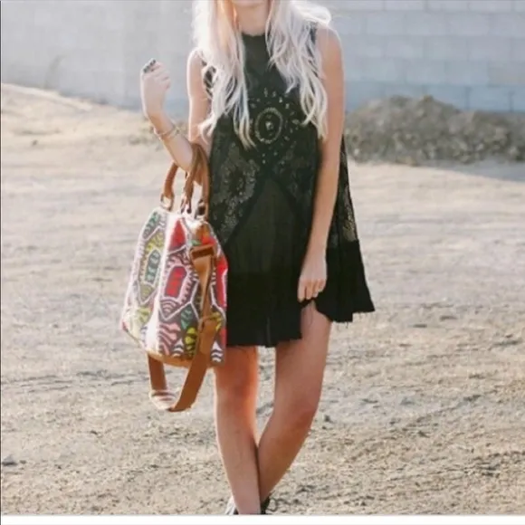 Free People Angel Lace Dress fully lined black.