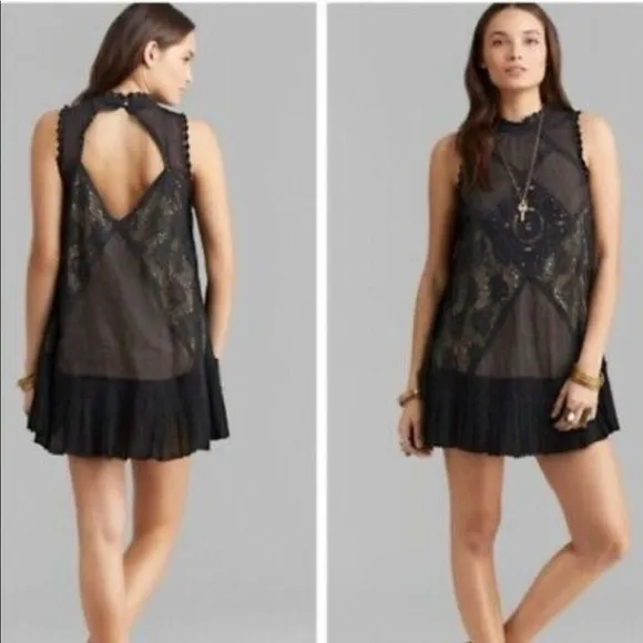 Free People Angel Lace Dress fully lined black.