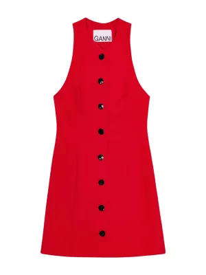 Ganni Light Twill Suiting Mini Dress in Barbados Cherry