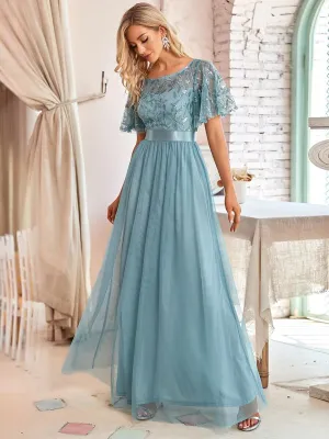 Georgia tulle bridesmaid dress in dusky blue s26 Express NZ wide