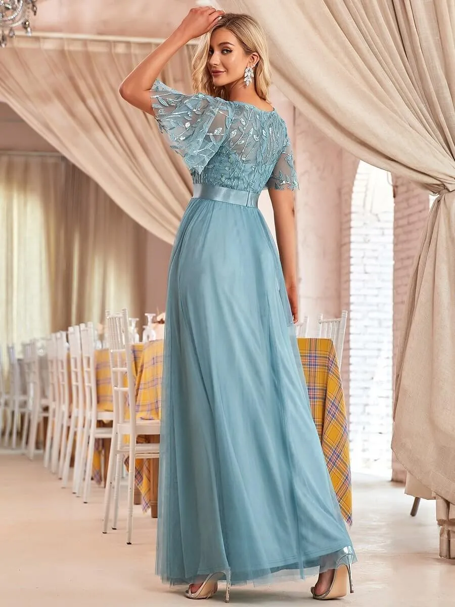 Georgia tulle bridesmaid dress in dusky blue s26 Express NZ wide