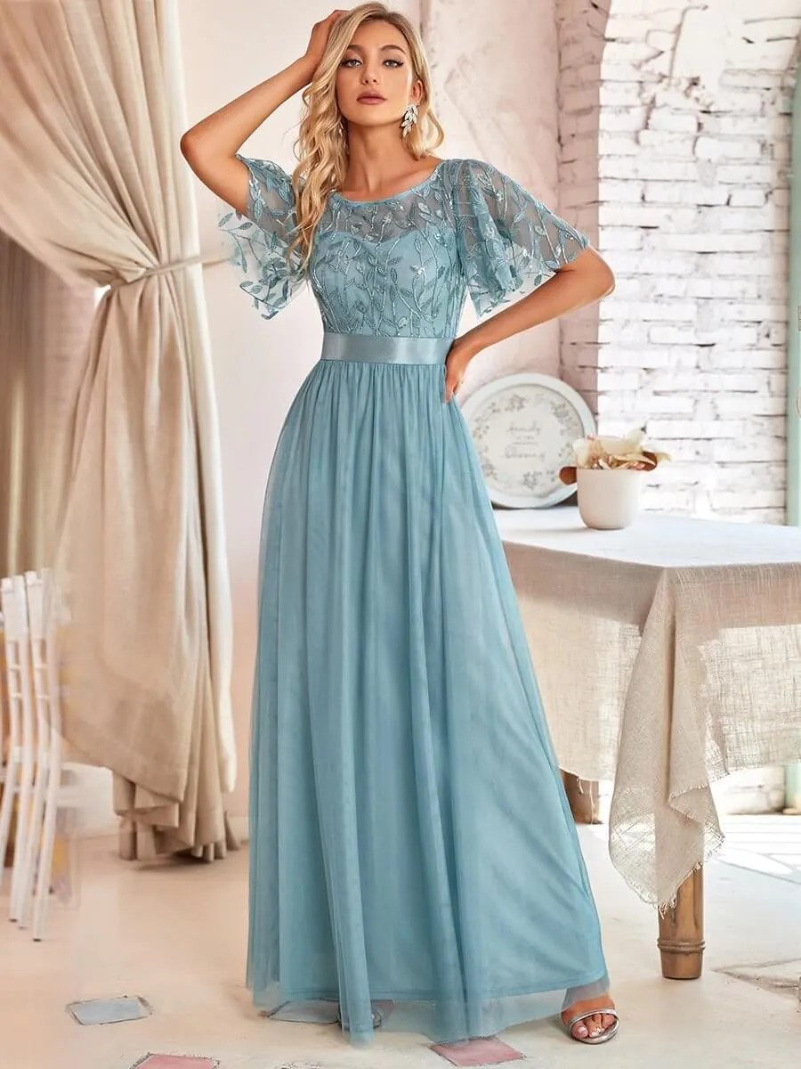 Georgia tulle bridesmaid dress in dusky blue s26 Express NZ wide