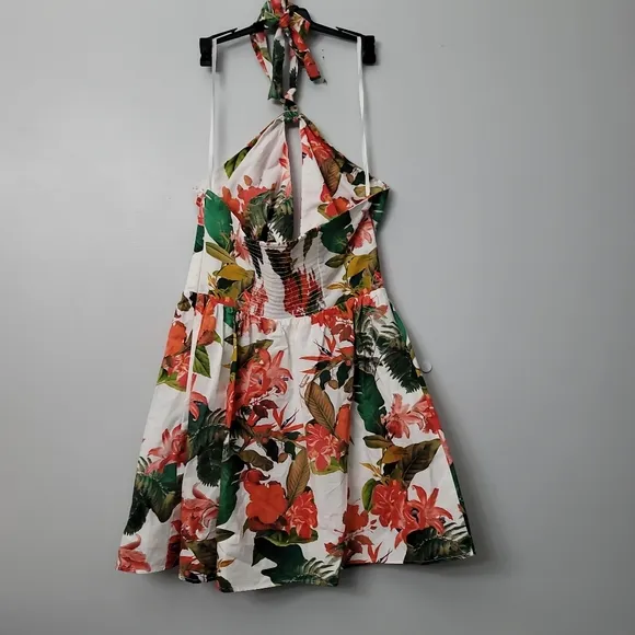 Gianni Bini Charlotte Halter Neck Sleeveless Tie Front A-Line Dress