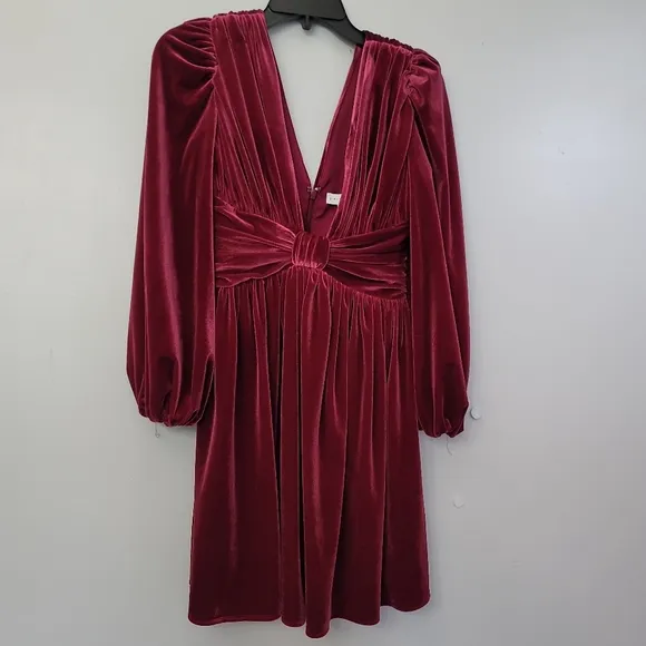 Gianni Bini Mariah 3/4 Sleeve Plunging V-Neck Velvet A-Line Dress