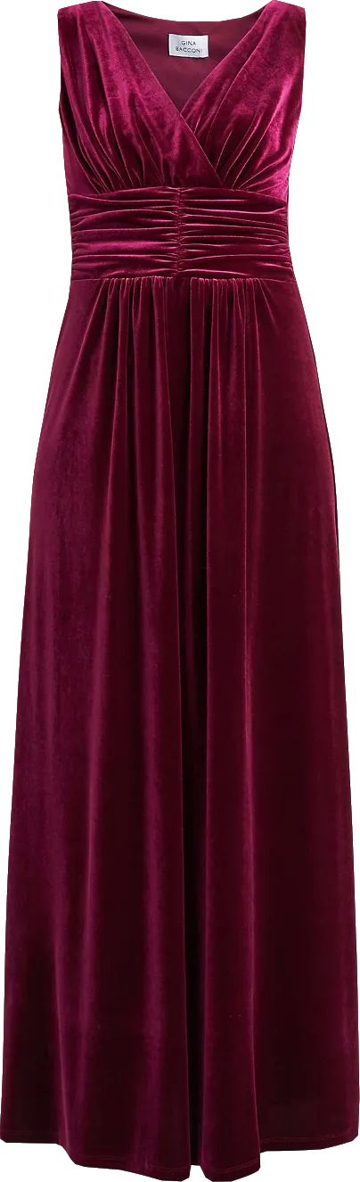 gina bacconi Red Wine Patricia Sleeveless Velvet Maxi Dress BNWT UK 8