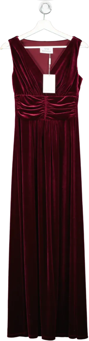 gina bacconi Red Wine Patricia Sleeveless Velvet Maxi Dress BNWT UK 8