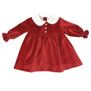 Girls Red Velvet Dress
