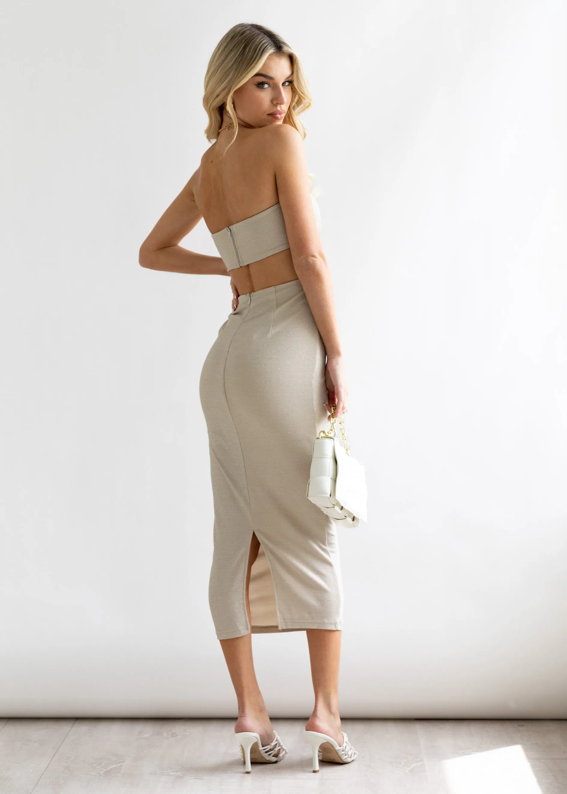 Glitz Midi Dress - Sand