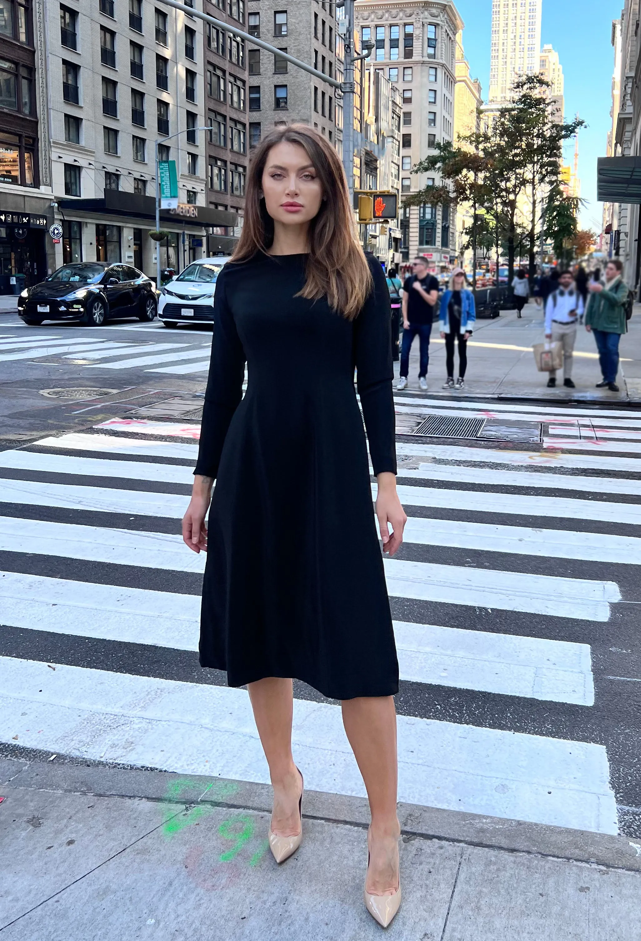 Grace High Quality A-line Dress with Long Sleeves
